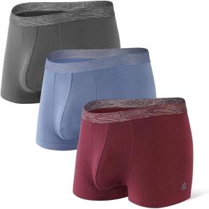 imageDAVID ARCHY Mens Trunks Underwear Cotton Modal Soft Breathable No Ride Up Pouch Underwear 34 or 6 PackDark GrayMoonlight BlueWine Red3 Packc