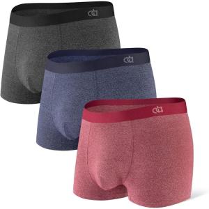 imageDAVID ARCHY Mens Trunks Underwear Cotton Modal Soft Breathable No Ride Up Pouch Underwear 34 or 6 PackHeather BlackHeather Navy BlueHeather Wine Red3 Packe