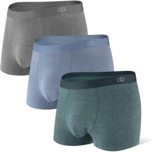 imageDAVID ARCHY Mens Trunks Underwear Cotton Modal Soft Breathable No Ride Up Pouch Underwear 34 or 6 PackHeather Dark DrayHeather Moonlight BlueHeather Olive Green3 Packe
