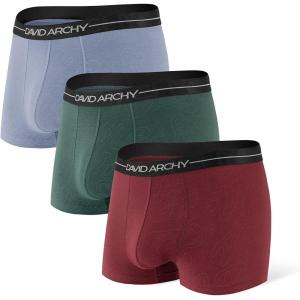 imageDAVID ARCHY Mens Trunks Underwear Cotton Modal Soft Breathable No Ride Up Pouch Underwear 34 or 6 PackMoonlight BlueWine RedOlive Green3 Packa