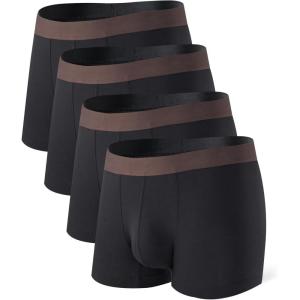 imageDAVID ARCHY Mens Trunks Underwear Soft Breathable Rayon Made from Bamboo for Men No Fly Pouch 4PackBlack