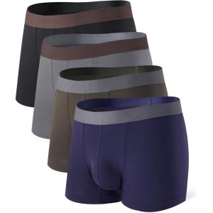 imageDAVID ARCHY Mens Trunks Underwear Soft Breathable Rayon Made from Bamboo for Men No Fly Pouch 4PackDark Blue  Olive Green  Black  Dark Grey