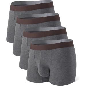 imageDAVID ARCHY Mens Trunks Underwear Soft Breathable Rayon Made from Bamboo for Men No Fly Pouch 4PackDark Grey