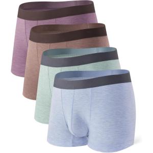 imageDAVID ARCHY Mens Trunks Underwear Soft Breathable Rayon Made from Bamboo for Men No Fly Pouch 4PackLight Blue Grey  Dark Purple Grey  Grey Green  Dark Coffee Grey