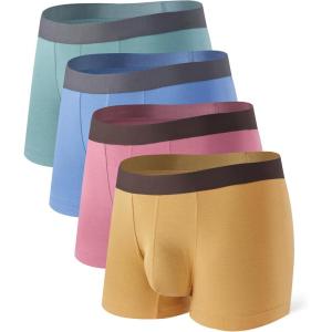 imageDAVID ARCHY Mens Trunks Underwear Soft Breathable Rayon Made from Bamboo for Men No Fly Pouch 4PackMon Blue  Wed Green  Sat Red  Tue Yellow