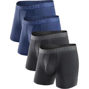 imageDAVID ARCHY Mens Underwear Boxer Briefs Breathable Soft MoistureWicking with Fly Underwear for Men MultipackA4  55  BlackNavy Blue  4 Pack