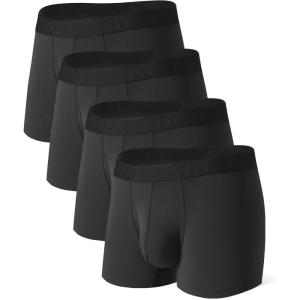 imageDAVID ARCHY Mens Underwear Boxer Briefs Breathable Soft MoistureWicking with Fly Underwear for Men MultipackF1  Short Leg 35 Black
