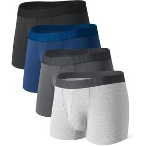 imageDAVID ARCHY Mens Underwear Boxer Briefs Breathable Soft MoistureWicking with Fly Underwear for Men MultipackF2 short Leg 35 BlackDark GrayDark BlueLight Gray