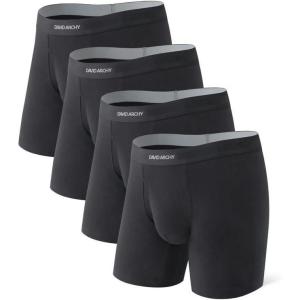 imageDAVID ARCHY Mens Underwear Boxer Briefs Cotton Comfortbale Soft Breathable with Fly Underwear for Men 6 PackA1 black  in 4 Pack