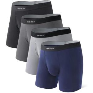 imageDAVID ARCHY Mens Underwear Boxer Briefs Cotton Comfortbale Soft Breathable with Fly Underwear for Men 6 PackA3 blackDark GrayNavy BlueWild Dove  in 4 Pack