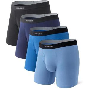 imageDAVID ARCHY Mens Underwear Boxer Briefs Cotton Comfortbale Soft Breathable with Fly Underwear for Men 6 PackA4 blackDark BlueNavy BlueBule  in 4 Pack