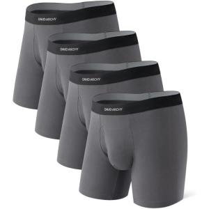 imageDAVID ARCHY Mens Underwear Boxer Briefs Cotton Comfortbale Soft Breathable with Fly Underwear for Men 6 PackA5 dark Gray  in 4 Pack