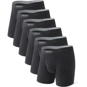 imageDAVID ARCHY Mens Underwear Boxer Briefs Cotton Comfortbale Soft Breathable with Fly Underwear for Men 6 PackB2 black  in 6 Pack