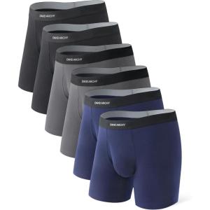 imageDAVID ARCHY Mens Underwear Boxer Briefs Cotton Comfortbale Soft Breathable with Fly Underwear for Men 6 PackB3 blackDark GrayNavy Blue  in 6 Pack