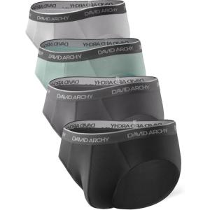 imageDAVID ARCHY Mens Underwear Briefs Rayon Made from Bamboo WickingMoisture Support Pouch Soft Underwear for Men 4 or 7 PackBlackDark GrayGreenGray4 Pack