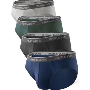 imageDAVID ARCHY Mens Underwear Briefs Rayon Made from Bamboo WickingMoisture Support Pouch Soft Underwear for Men 4 or 7 PackBlackNavy BlueOlive GreenHeather Gray4 Pack