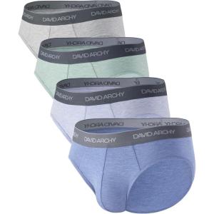 imageDAVID ARCHY Mens Underwear Briefs Rayon Made from Bamboo WickingMoisture Support Pouch Soft Underwear for Men 4 or 7 PackLight BlueGrey BlueGrey GreenMedium Grey