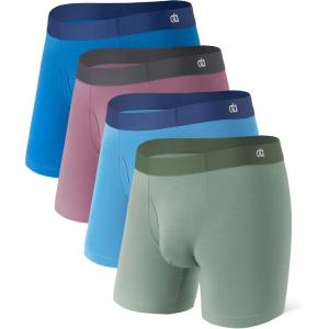 imageDAVID ARCHY Mens Underwear Moisture Wicking Breathable Rayon Made From Bamboo Seamless Underwear with Support Pouch 4 PackAssorted Colors With Fly