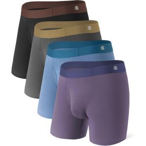 imageDAVID ARCHY Mens Underwear Moisture Wicking Breathable Rayon Made From Bamboo Seamless Underwear with Support Pouch 4 PackGray BlueBlackDark GrayGray Purple With Fly