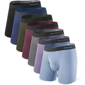 imageDAVID ARCHY Mens Underwear Rayon Made from Bamboo 7Pack WickingMoisture ampamp Cool Boxer Briefs with Support PouchDark Seven Colors  65 in 7 Pack