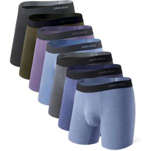 imageDAVID ARCHY Mens Underwear Rayon Made from Bamboo 7Pack WickingMoisture ampamp Cool Boxer Briefs with Support PouchSeven Colors  65 in 7 Pack