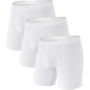 imageDAVID ARCHY Mens Underwear Ultra Soft Modal Dual Pouch Trunks Ball Pouch Bulge Enhancing Boxer Briefs for Men 3 or 4 PackC1  White  65 in 3 Pack