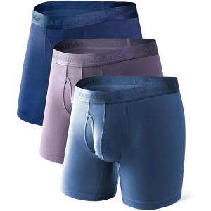 imageDAVID ARCHY Mens Underwear Ultra Soft Modal Support Pouch Trunks Moisture Wicking Boxer Briefs for Men MultipackBlackCastlerockHeron 65 With Fly