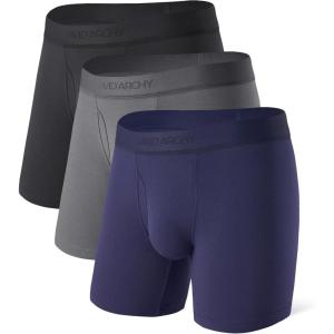imageDAVID ARCHY Mens Underwear Ultra Soft Modal Support Pouch Trunks Moisture Wicking Boxer Briefs for Men MultipackBlackGrayNavy Blue 65 With Fly