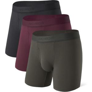 imageDAVID ARCHY Mens Underwear Ultra Soft Modal Support Pouch Trunks Moisture Wicking Boxer Briefs for Men MultipackBlackOlive GreenDark Purple 65 With Fly