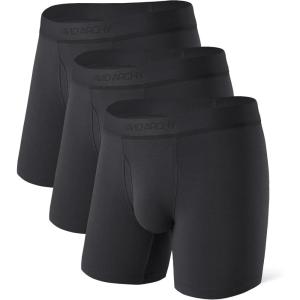 imageDAVID ARCHY Mens Underwear Ultra Soft Modal Support Pouch Trunks Moisture Wicking Boxer Briefs for Men MultipackBlackb 65 With Fly