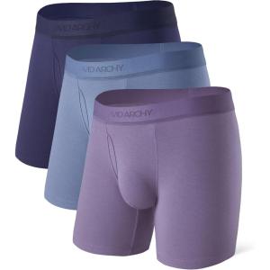 imageDAVID ARCHY Mens Underwear Ultra Soft Modal Support Pouch Trunks Moisture Wicking Boxer Briefs for Men MultipackBlueDark BluePurple 65 With Fly