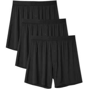 imageDAVID ARCHY Ultra Soft Modal Underwear Mens Boxer Shorts Loose Breathable Boxers for Men PackBlack