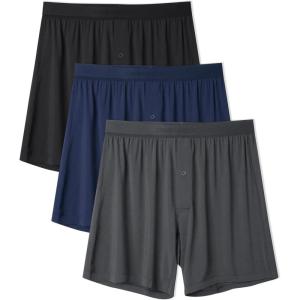 imageDAVID ARCHY Ultra Soft Modal Underwear Mens Boxer Shorts Loose Breathable Boxers for Men PackNavy BlueBlackDark Gray