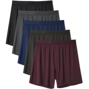 imageDAVID ARCHY Ultra Soft Modal Underwear Mens Boxer Shorts Loose Breathable Boxers for Men PackNavy BlueOlive GreenBlackDark GrayGrape Purple