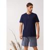 imageDAVID ARCHY Mens Cotton Short Henley Sleepwear Pajamas Soft Comfortable Classic ButtonDown Woven Summer Set L Navy BlueNavy Blue Stripe
