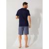 imageDAVID ARCHY Mens Cotton Short Henley Sleepwear Pajamas Soft Comfortable Classic ButtonDown Woven Summer Set L Navy BlueNavy Blue Stripe