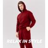 imageDAVID ARCHY Mens Fleece Hooded Pajama Set Soft Long Sleeve Loungewear Comfortable Sweatshirts ampamp Pajama Pants PJ Sets for menBrick Red