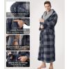 imageDAVID ARCHY Mens Hooded Robe Soft Coral Fleece Microfiber BathrobeA9  Blue Grey Check