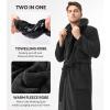 imageDAVID ARCHY Mens Hooded Robe Soft Coral Fleece Microfiber BathrobeBlack