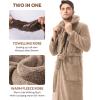 imageDAVID ARCHY Mens Hooded Robe Soft Coral Fleece Microfiber BathrobeLight Coffee