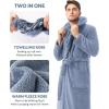 imageDAVID ARCHY Mens Hooded Robe Soft Coral Fleece Microfiber BathrobeWater Blue