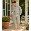 imageDAVID ARCHY Mens Pajama Set Woven Cotton Pjs Plaid Lounge Set ButtonUp Sleepwear Lightweight ampamp Breathable LoungewearBeige Large Plaid