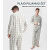 imageDAVID ARCHY Mens Pajama Set Woven Cotton Pjs Plaid Lounge Set ButtonUp Sleepwear Lightweight ampamp Breathable LoungewearBeige Large Plaid
