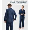 imageDAVID ARCHY Mens Pajama Set Woven Cotton Pjs Plaid Lounge Set ButtonUp Sleepwear Lightweight ampamp Breathable LoungewearBlue Large Plaid