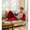 imageDAVID ARCHY Mens Pajamas Set  Soft Pj Sets for Men Long Sleeve Pajamas Men Cotton Mens Pjs Sets Loungewear with PocketsRed