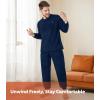 imageDAVID ARCHY Mens Pajamas Set Ultra Soft Fleece Sleepwear with Roomy Pockets Cozy Winter Loungewear for Cold WeatherNavy Blue