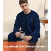 imageDAVID ARCHY Mens Pajamas Set Ultra Soft Fleece Sleepwear with Roomy Pockets Cozy Winter Loungewear for Cold WeatherNavy Blue