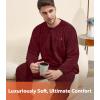imageDAVID ARCHY Mens Pajamas Set Ultra Soft Fleece Sleepwear with Roomy Pockets Cozy Winter Loungewear for Cold WeatherWine Red