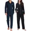 imageDAVID ARCHY 100 Cotton Pajamas Sets for Women ampamp Men Couple Soft Button Down Nightwear Long Sleeve Sleepwear 2 Pieces Loungewear
