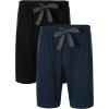 imageDAVID ARCHY Mens 2 Pack Soft Comfy Cotton Knit Sleep Shorts Lounge Wear Pants with Pockets S BlackNavy Blue
